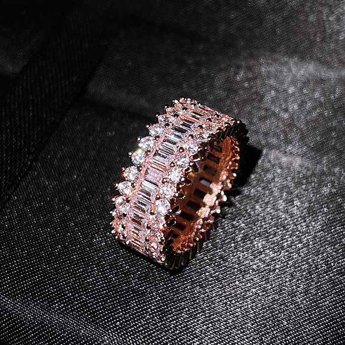 Anillo Fuentes transfronterizas de anillo de circón con incrustaciones Joyería creativa de comercio exterior de moda