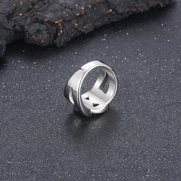 Wholesale Simple Style Cross Solid Color Titanium Steel Polishing Open Rings