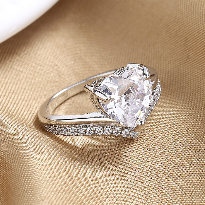 IG Style Heart Shape Copper Inlay Zircon Rings