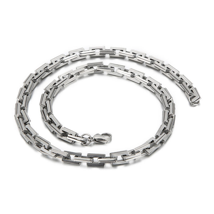 Collier de bracelets en acier titane géométrique Rock Streetwear