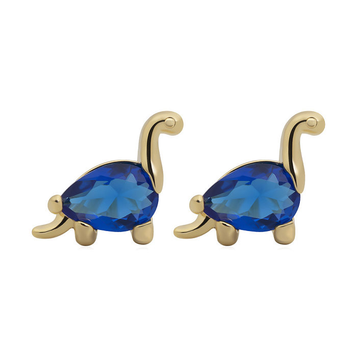 jewelry Cartoon Small Dinosaur Inlaid Zircon Animal Earrings Wholesale Jewelry