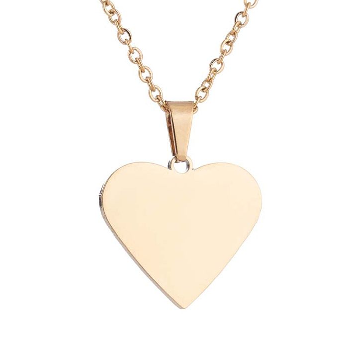 1 Set Fashion Heart Shape Stainless Steel Plating Earrings Necklace