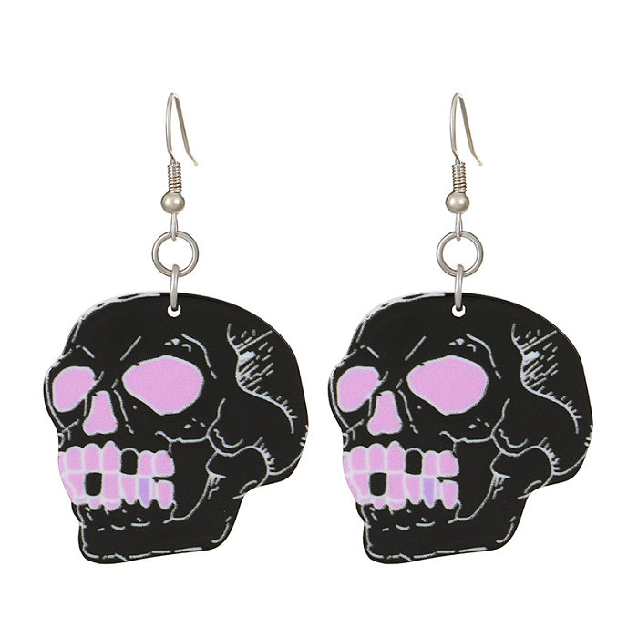 1 Piece 1 Pair Retro Funny Streetwear Heart Shape Skull Plating Arylic Copper 18K Gold Plated Gold Plated Silver Plated Drop Earrings Ear Clips Ear Studs
