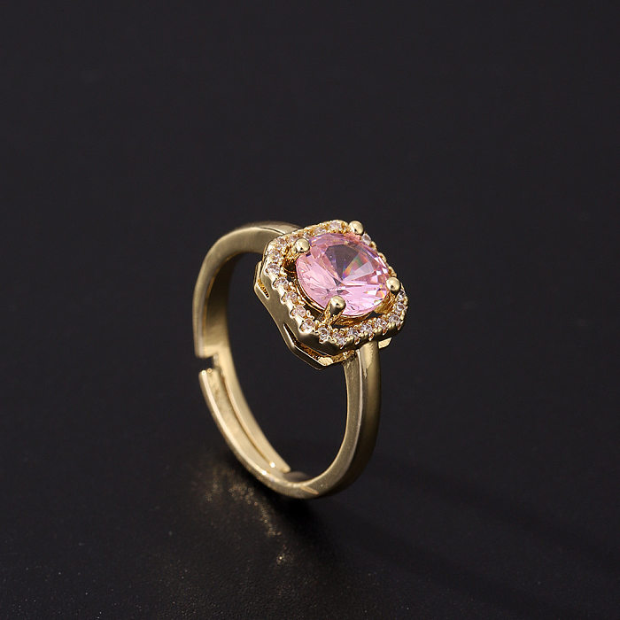 Cute Romantic Style Pink Zircon Ring Affordable Luxury Fashion Open Adjustable Ring Women's Retro Creative Design