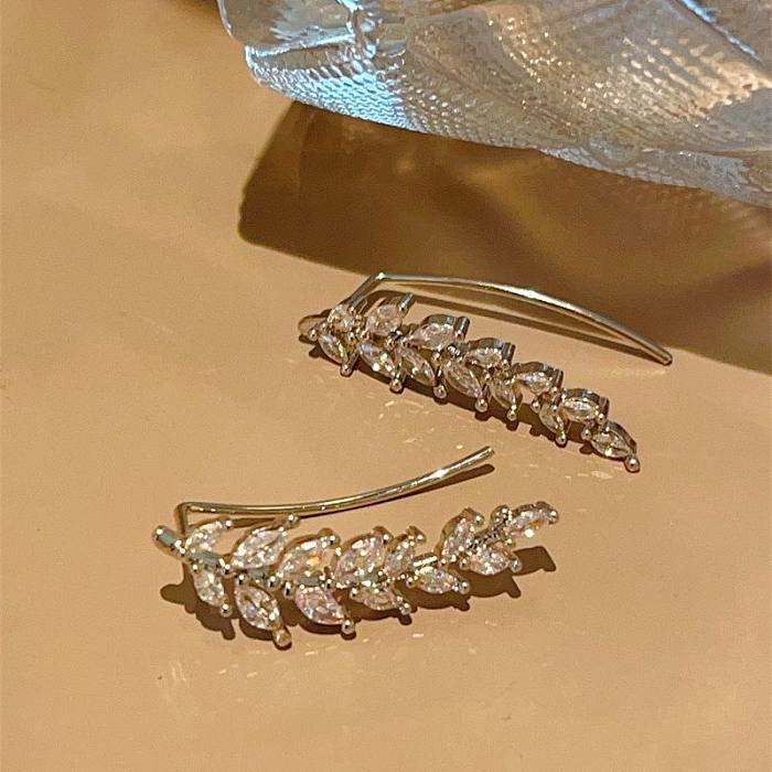 1 par de brincos de orelha de zircônia de cobre com incrustação de grãos estilo clássico básico