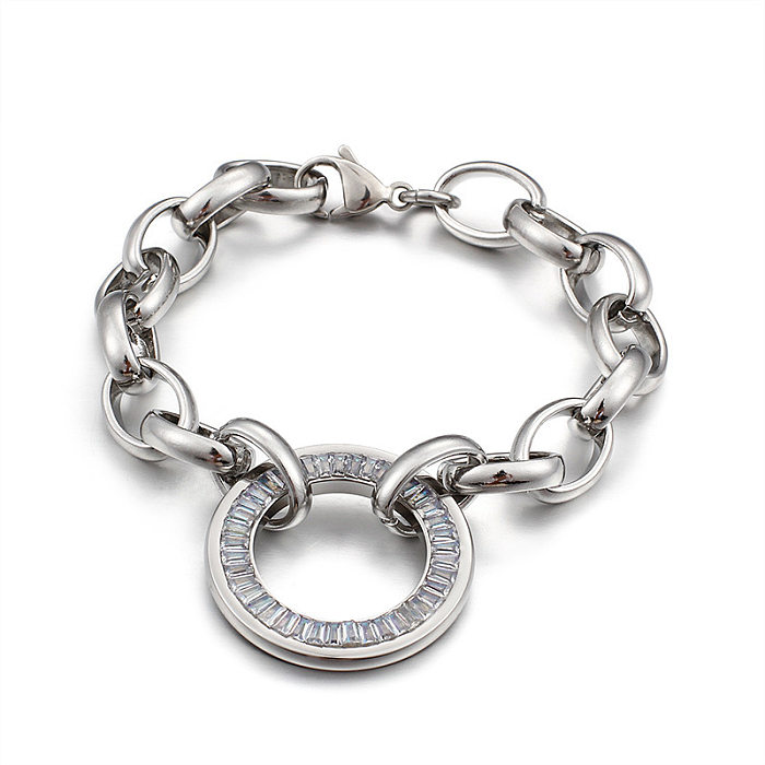 Conjunto de colares de pulseira de diamante redondo incrustado em aço inoxidável