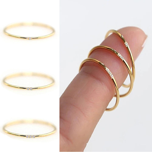 Anéis de zircão embutimento de aço titânio de cor sólida estilo simples