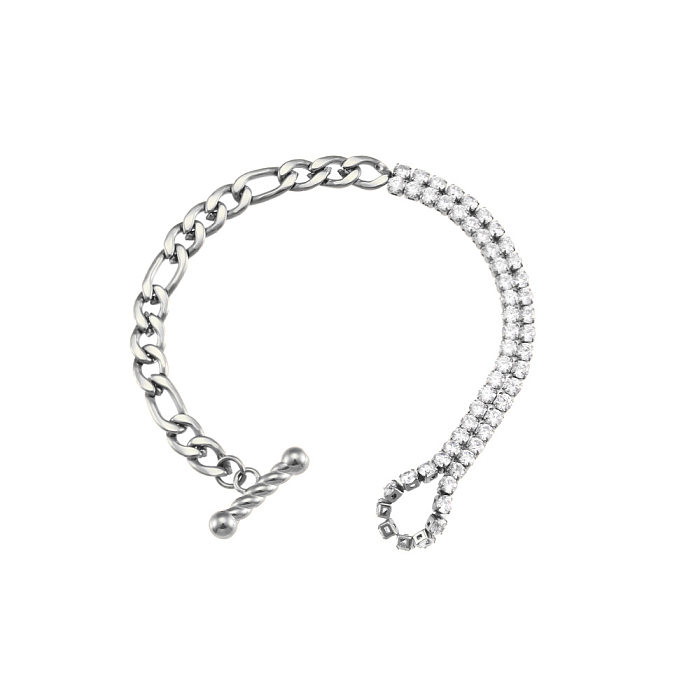 Conjunto de pulseiras de colar de aço inoxidável costurado por atacado ornamento da moda
