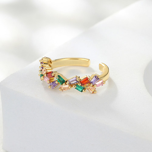 Fashion Geometric Copper Gold Plated Zircon Open Ring 1 Piece