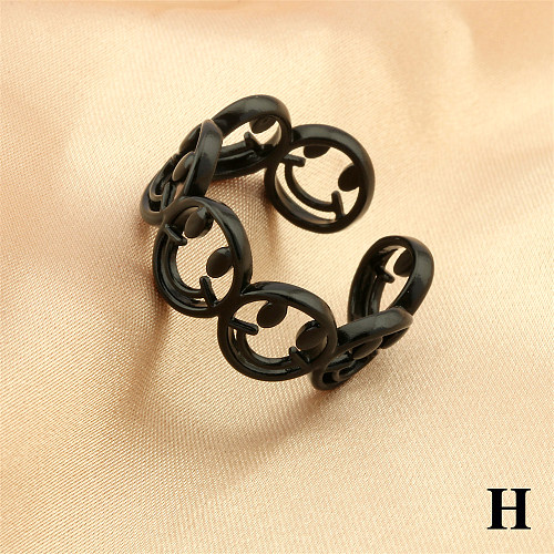 Hip-Hop Simple Style Smiley Face Copper Stoving Varnish Plating 18K Gold Plated Open Rings