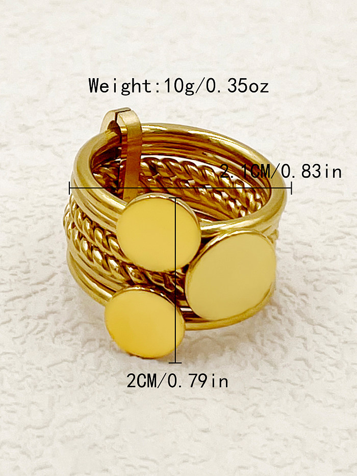 Elegant Commute Round Twist Stainless Steel Plating Gold Plated Wide Band Rings