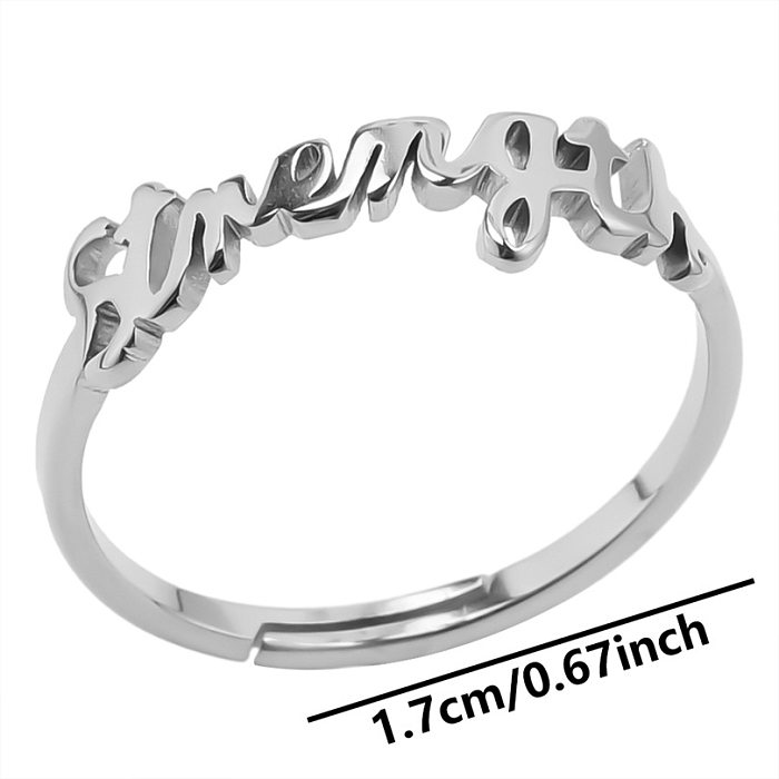 Wholesale Simple Style Letter Stainless Steel Open Rings