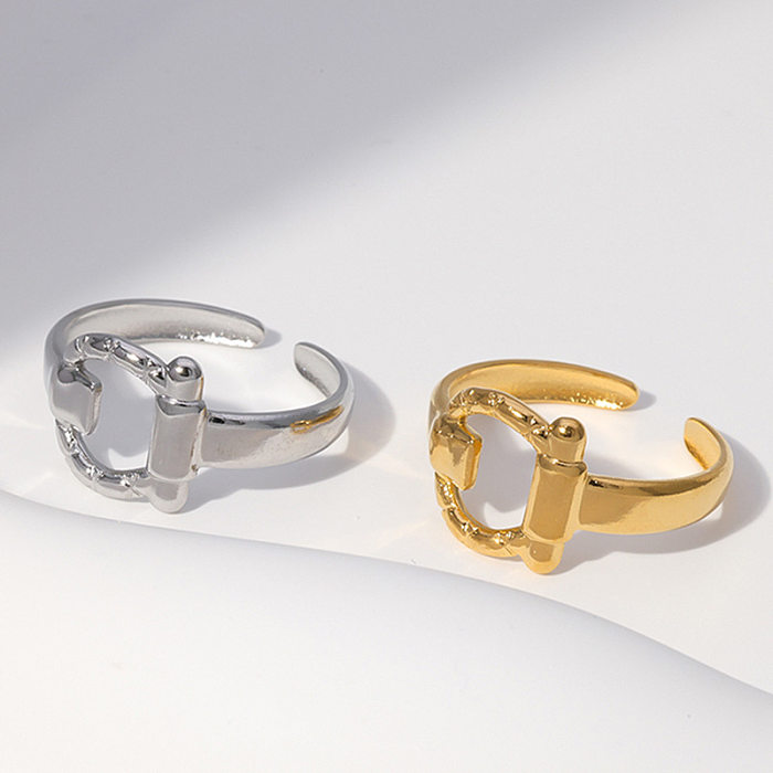 Simple Style Irregular Stainless Steel Plating Hollow Out Open Ring