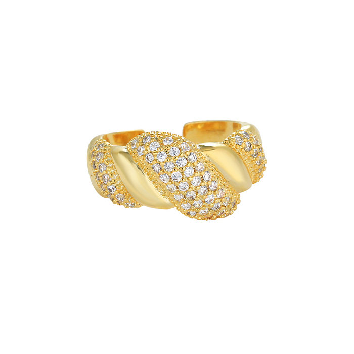 Luxuosa estrela revestida de cobre com pedras preciosas artificiais banhadas a ouro 14K anéis banhados a ródio branco