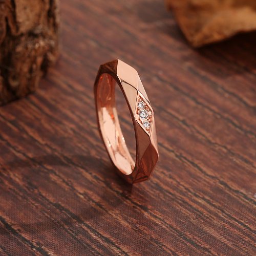 Basic Modern Style Simple Style Lingge Copper Plating Inlay Zircon 18K Gold Plated Rings