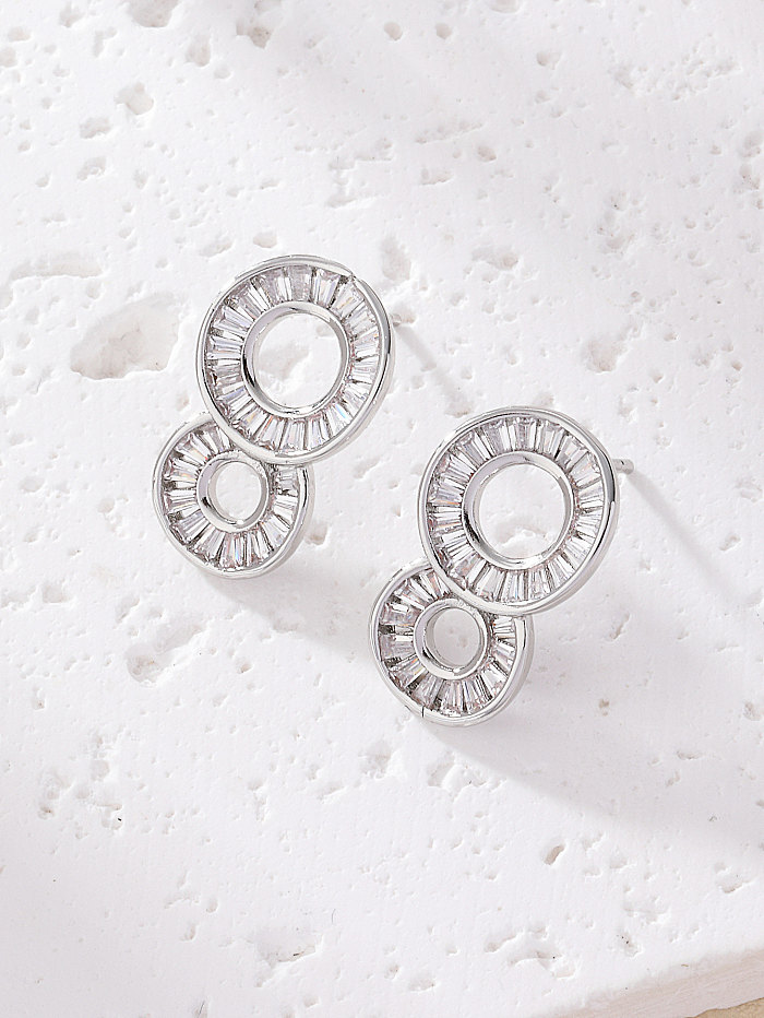 1 Pair Elegant Simple Style Water Droplets Butterfly Plating Inlay Copper Zircon White Gold Plated Ear Studs