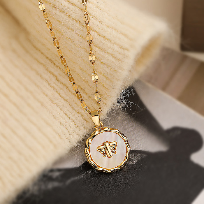Estilo vintage estilo simples commute estrela abelha cobre chapeamento inlay zircão 18k colar pingente banhado a ouro