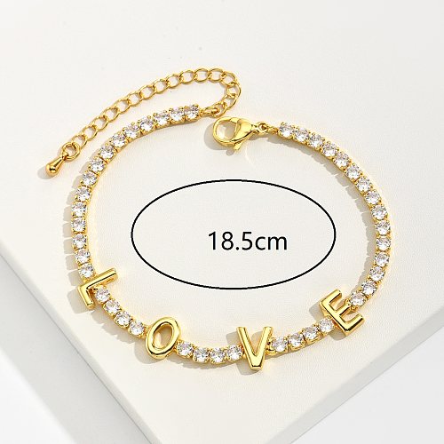 1 Piece Fashion Letter Copper Inlay Zircon Bracelets