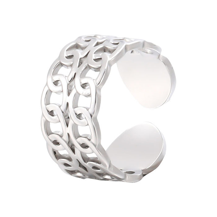 Retro Simple Style Chains Print Stainless Steel Plating Hollow Out Open Ring