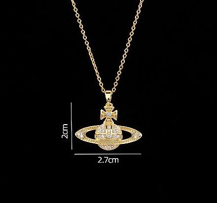Sweet Planet Flower Bow Knot Copper Inlay Zircon Pendant Necklace