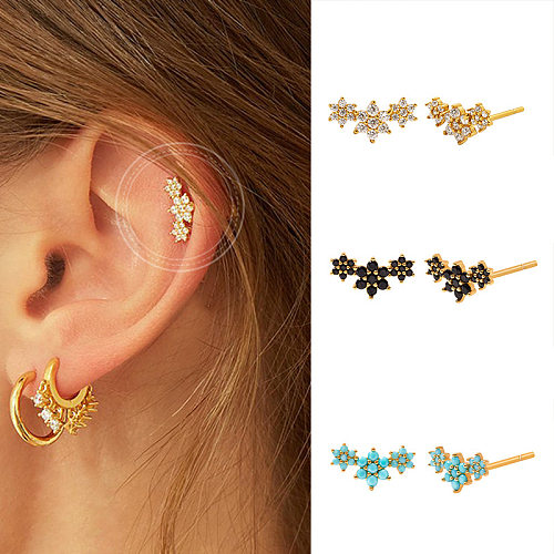 Boucles d'oreilles en argent S925, aiguille en Zircon multicolore, ailes d'ange, tempérament, Design sauvage