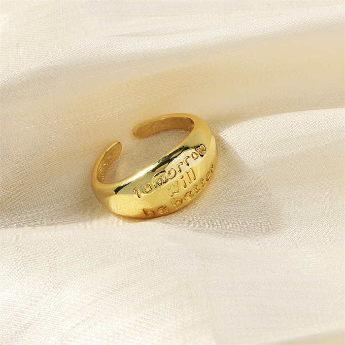 Offener Ring im einfachen Stil mit Buchstabenverkupferung und 18-Karat-Vergoldung