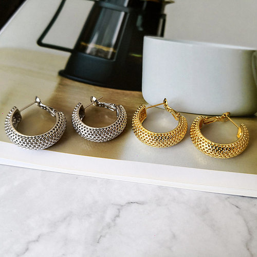 1 Paar geometrische Kupfer-Ohrringe für Damen im koreanischen Streetwear-Stil