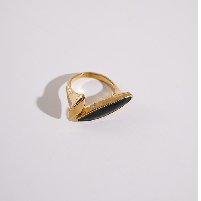 Wholesale Classic Style Solid Color Stainless Steel Enamel Plating Gold Plated Open Rings