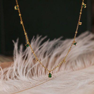 Fashion Water Droplets Copper Plating Inlay Zircon Necklace 1 Piece