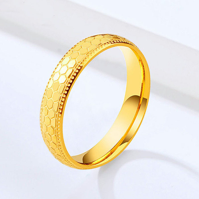 Simple Style Fish Scales Titanium Steel Plating 18K Gold Plated Rings