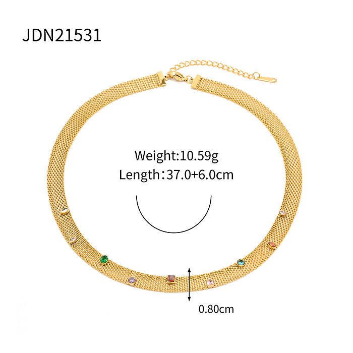 Collar plateado oro colorido de las pulseras de la gema 18K del embutido del revestimiento de acero inoxidable del estilo moderno