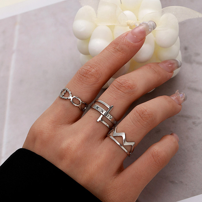Simple Style Circle Stainless Steel Hollow Out Rings