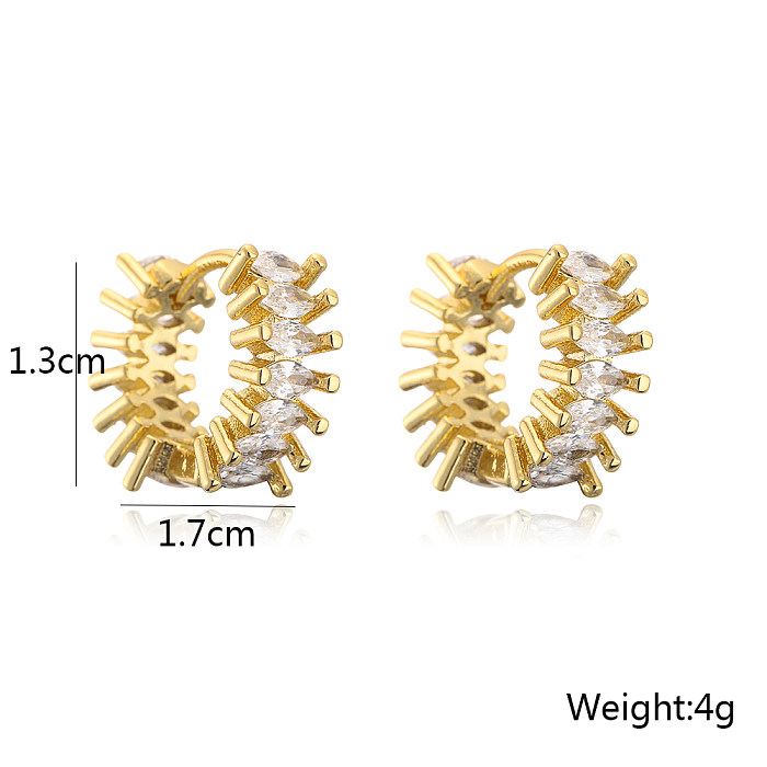 Pendientes De Circón Con Micro Incrustaciones Chapados En Oro De Cobre Con Círculo Geométrico De Moda