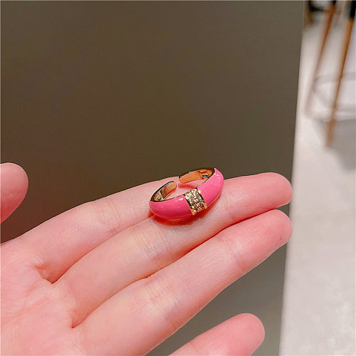 Streetwear Eye Copper Plating Inlay Zircon Open Rings