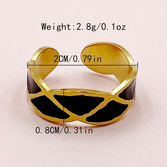 Simple Style Irregular Stainless Steel Enamel Plating Gold Plated Rings