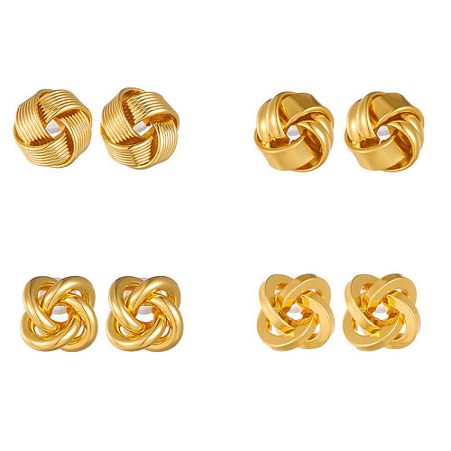 1 paire de clous d'oreilles en cuivre plaqué or, Style Simple, couleur unie