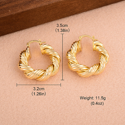 1 Pair Simple Style Twist Plating Copper 18K Gold Plated Earrings