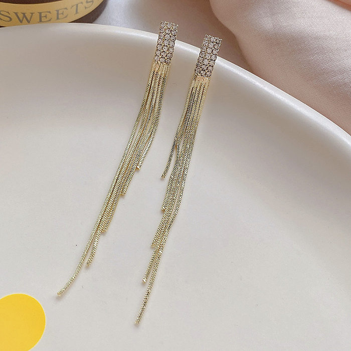 Sweet Tassel Flower Butterfly Imitation Pearl Shell Copper Inlay Artificial Gemstones Earrings 1 Pair
