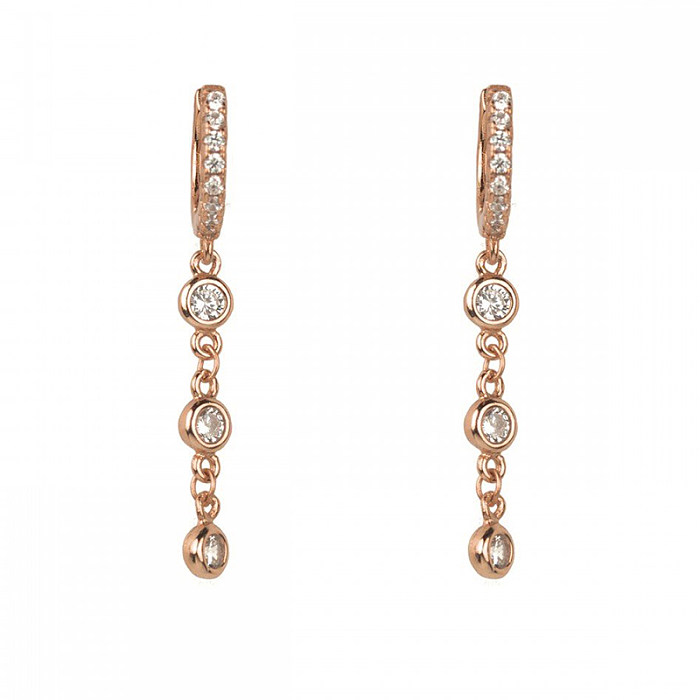 Boucles d'oreilles pendantes en cuivre et Zircon, luxueuses, géométriques brillantes, pour mariée, 1 paire