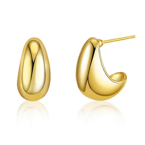 1 paire de clous d'oreilles plaqués cuivre en forme de C, Style Simple