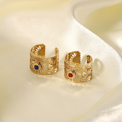 Anéis abertos banhados a ouro 14K de aço inoxidável de cor sólida estilo vintage
