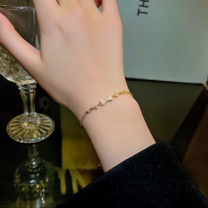 Bracelets en Zircon avec incrustation de perles en cuivre, nœud papillon de Style classique