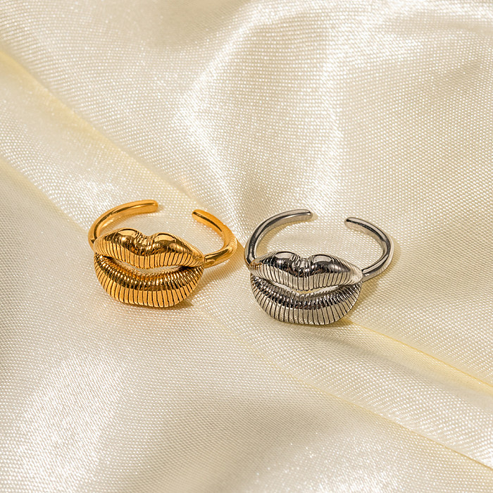 Offene Ringe im IG-Stil mit Lippenlinien-Edelstahlbeschichtung und 18-Karat-Vergoldung