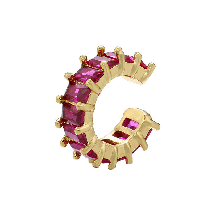 Simple C-shaped Copper Gold-plated Inlaid Zircon Ear Clip