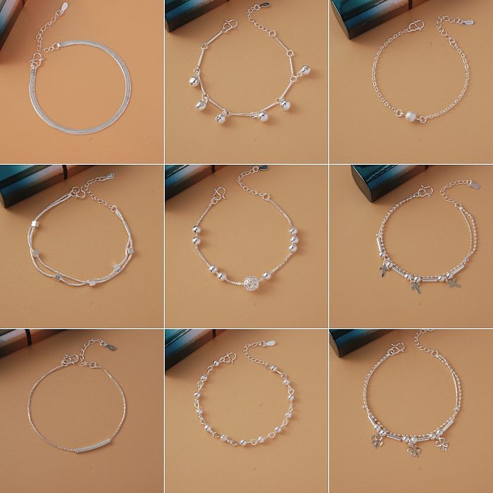 Estilo simple Estrella Delfín Forma de corazón Latón con cuentas Pulseras plateadas 1 pieza