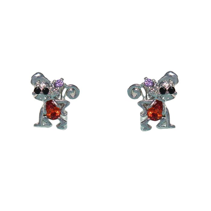 1 Pair Cute Modern Style Cartoon Character Inlay Copper Zircon Ear Studs