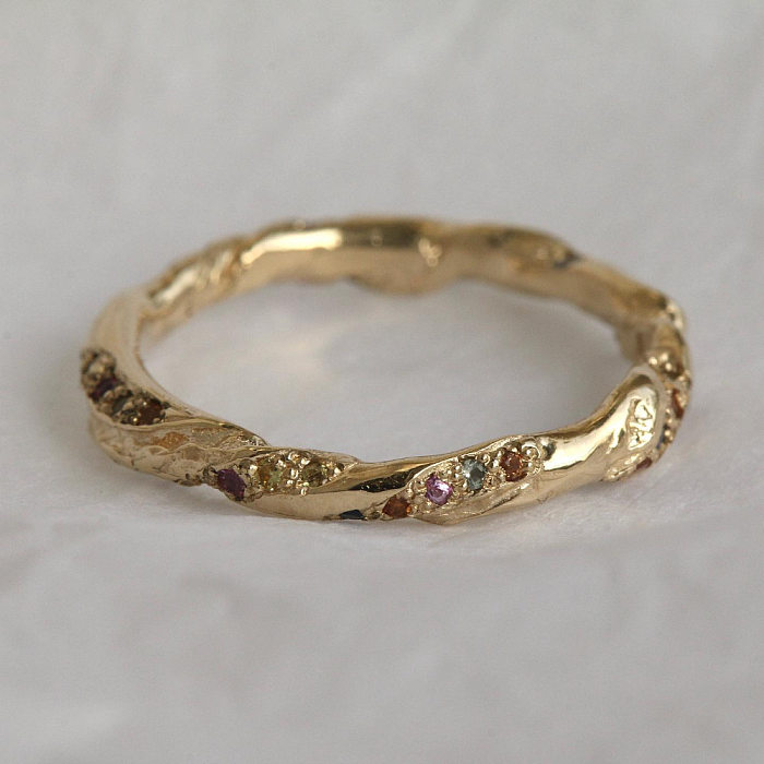 Comute anéis banhados a ouro do zircão 18K do embutimento do chapeamento de cobre da flor