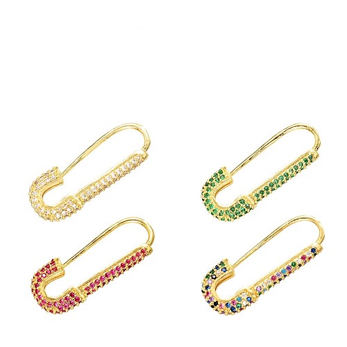 Wholesale Fashion Micro-inlaid Color Zircon Pin Copper Earrings jewelry