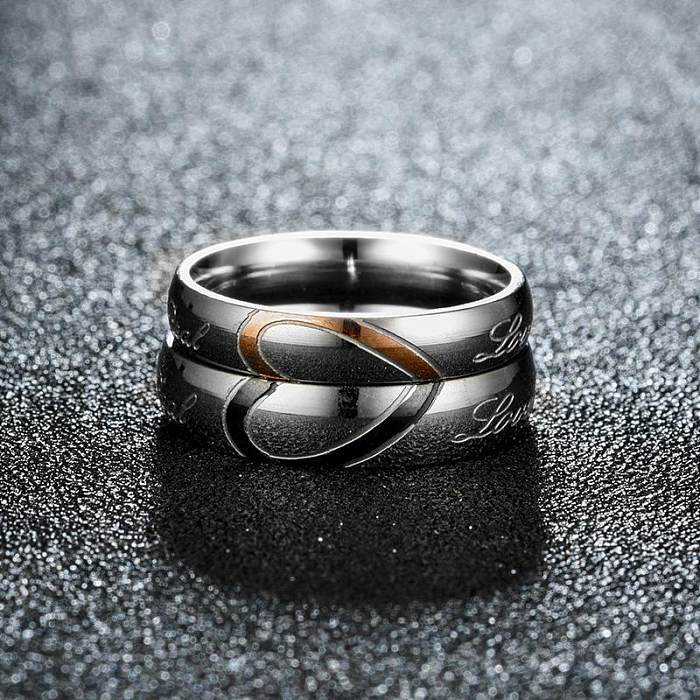Anéis de aço inoxidável em forma de coração casal TP190418118103