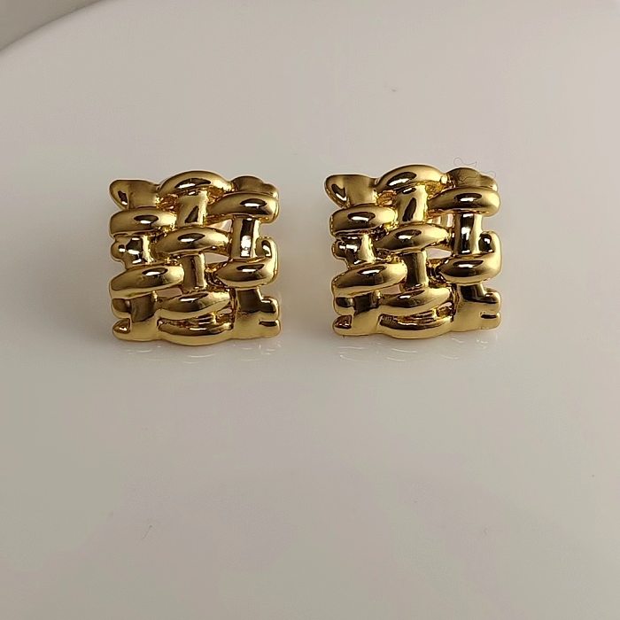 1 Paar schlichte Ohrstecker aus Kupfer mit geometrischer Beschichtung